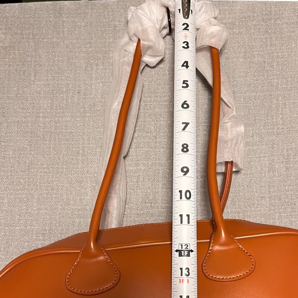 Unique Shoulder Bag Cognac Faux Leather Top Handle Satchel Purse - Picture 5 of 6